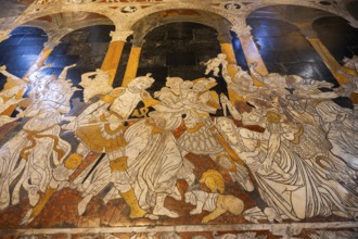 Interior of colorful marble decoration, Siena Cathedral or Cattedrale di Santa Maria Assunta,