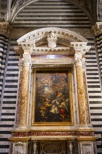 Interior of colorful marble decoration, Siena Cathedral or Cattedrale di Santa Maria Assunta,