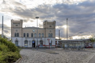 Main railway station, exterior view, Döbeln, Saxony, Germany, Europe