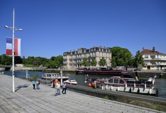 View of the Meuse in the city centre of Verdun, Grand Est region, France, Europe