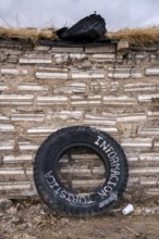 House walls made of salt rock, Salinas Grandes, Salta Province, Argentina, South America