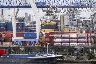 Container terminal in the Rhine port of Krefeld, inland port, 4th largest public port in North