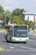 Bus in city transport, line B near Riesapark, Riesa, Saxony, Germany, Europe