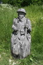 Wooden soldier on the site of the destroyed village of Fleury-devant-Douaumont, Verdun battlefield,