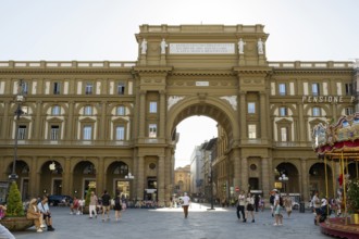 Piazza della Repubblica, Republic square, Florence, UNESCO World Heritage Site, Tuscany, Italy,