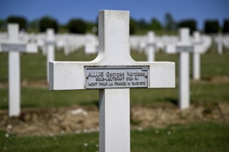 Cross at the military cemetery near the Douaumont ossuary, First World War, Verdun, Grand Est