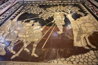 Interior of colorful marble decoration, Siena Cathedral or Cattedrale di Santa Maria Assunta,