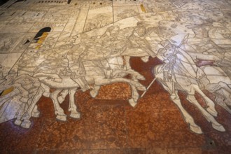 Interior of colorful marble decoration, Siena Cathedral or Cattedrale di Santa Maria Assunta,