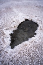 Sinkhole in the salt, Salinas Grandes, Salta Province, Argentina, South America