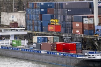 Container terminal in the Rhine port of Krefeld, inland port, 4th largest public port in North