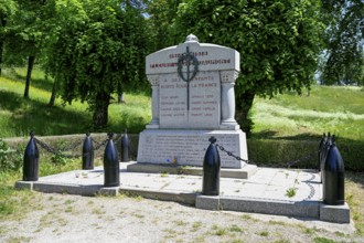 Memorial stone on the site of the destroyed village of Fleury-devant-Douaumont, Verdun battlefield,