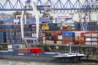 Container terminal in the Rhine port of Krefeld, inland port, 4th largest public port in North