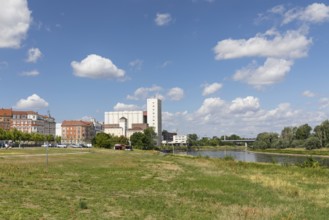 Elbe riverbank in Riesa, Saxony, Germany, Europe