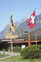 Gotthard motorway service area A2, rest area, Swiss Alps, Switzerland, Europe