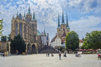 Cathedral and St Severin's Church on Cathedral Square in the historic old town of Erfurt,