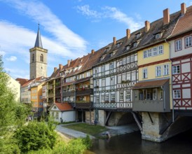 The Krämerbrücke in the historic city centre of Erfurt, Thuringia, Germany, is one of the city's