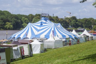 Tents and stalls at the Breminale folk festival, Bremen, Germany, Europe