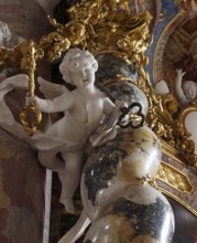 Columned angel from the Peter and Paul altar. Baroque monastery church from 1766, St., Sankt, Saint