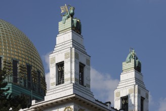 Façade turret with figures by Richard Luksch, St Leopold and St Severin, St, Saint, Saint