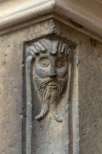 Mainz, St Martin's Cathedral, north side, market portal, detail of mask, bearded man