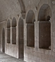 Cistercian monastery founded in 1148, cloister north wing, gate and window of the chapter house at