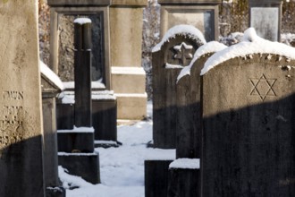 Kornelimünster, Jewish cemetery near the hilltop church of St Stephen in winter