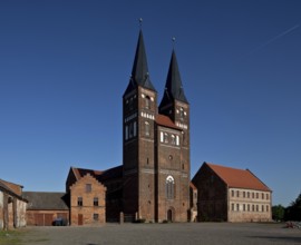 View from north-west with farm buildings, St., Sankt, Saint