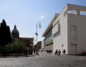 New museum building 2006 by Richard Meier, north-east corner, left San Rocco, St., Sankt, Saint