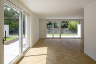 Krefeld, Rott housing estate, Reymann Architekten 2018, house no. 6, living room