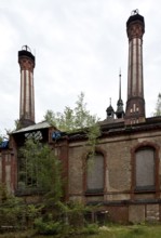 Pavilion for men around 1900, north wing with decorated chimneys from north-west