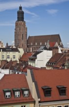 Distant view over the roofs of the old town from the south-east, tower height 90 m, St., Sankt,