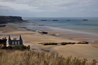 Channel coast with relics of the allied MULBERRY landing party on the sixth of June 1944, so-called