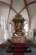 View into the choir, main altar with painting of St Michael the Archangel, St, Saint, Saint