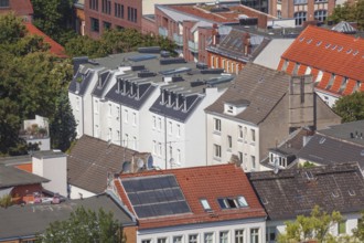 Residential building in the Karolinenviertel, aerial view, Hamburg, Germany, Europe