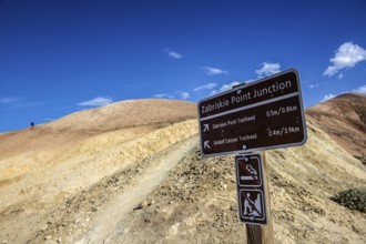 Hikers at Zabriskie Point, Death Valley National Park, California, USA, North America