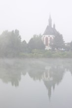 Island church, view from the east in the fog