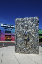 Metal artwork, naked woman, Area 15, Las Vegas, Nevada, USA, North America