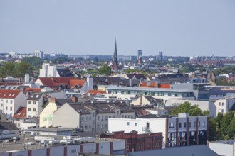 Residential building in the Karolinenviertel, aerial view, Hamburg, Germany, Europe