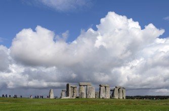 Stonehenge, prehistoric stone circle with tourists