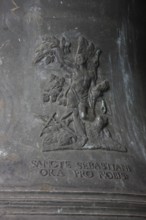 Parish bell, relief of St Sebastian, St, Saint, Saint