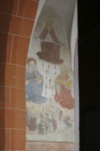 South aisle, frescoes in the west side chapel, Christ sending plague arrows from the Church of St.,