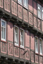 Half-timbered houses at Breite Straße 39 with craft sign