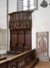 Choir stalls, three-seater, Saint, Saint