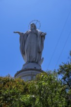 Statue of the Virgin Mary on the Cerro San Cristobal lookout mountain, Santiago de Chile, Chile,