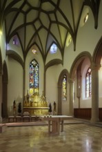 Choir with neo-Gothic high altar, St., Sankt, Saint