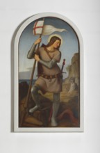 Built in 1830 by Georg Moller, rebuilt 1949-1953, Nazarene painting of St George, St, Saint, Saint