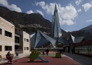 Opened in 1994 Thermal bath and wellness centre Exterior view of 80m high tower