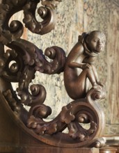 Choir stalls, monkey on the north-western side wall, St., Sankt, Saint