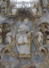 The three Madl. Barbara at the altar of grace. The Vierzehnheiligen Basilica near Bad Staffelstein