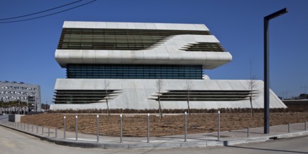 Montpellier, multi-purpose building PIERRESVIVES, built 2006-2012 by Zaha Hadid, view from